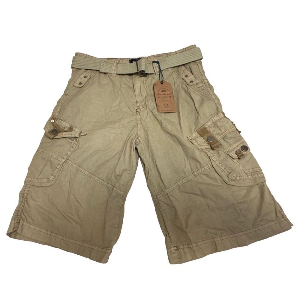 NWT ACROSS THE POND MENS CARGO BELTED COTTON SHORTS SIZE 33